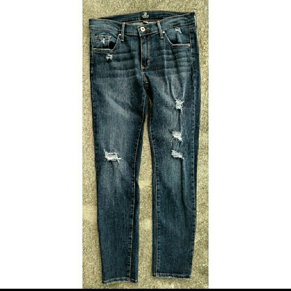 Just Black skinny destructed jeans. Sz 28